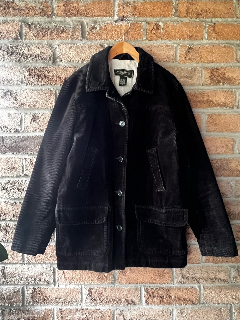 Eddie Bauer Dark Green Corduroy Barn Chore Jacket Lined Utility Small - Picture 16 of 16